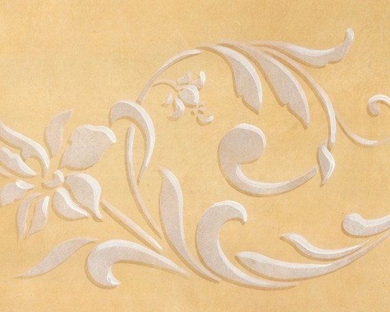 Flowing Flower Stencil Flourish Border for Hand Painted DIY Wall Decor
