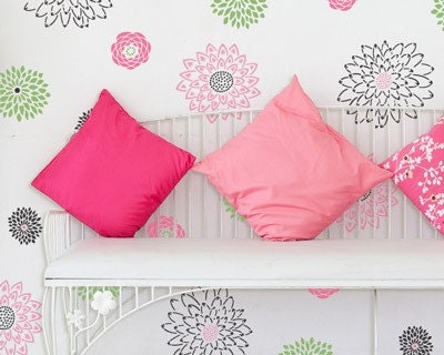 Floral Wall Stencil Set Adorable Japanese Flower Garden B for Wall Deco. More Artistic Than Wall Decals and Cheaper Than Wallpaper :)