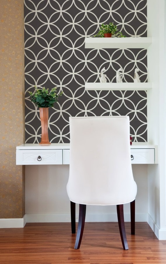 Moroccan Wall Stencil Endless Circle Lattice Stencil as Featured in Better Homes and Gardens