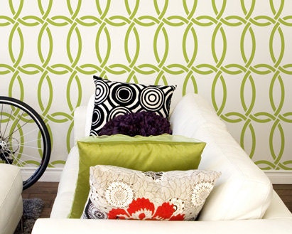 Large Modern Wall Stencil Graphic Pattern-Chain Link Allover Stencil for DIY Wall Decor