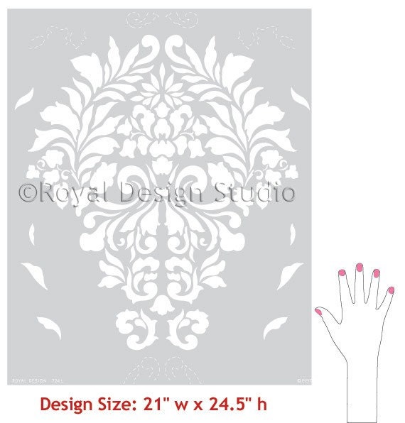 Large Wall Stencil Fabric Damask Allover Stencil for Easy DIY Wallpaper Decor