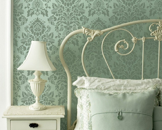 Wall Stencil Antoinette Damask Allover Stencil for DIY Painted Wallpaper