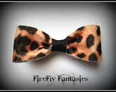 Cheetah Chic - Bow Hair Clip Black and brown Animal Print