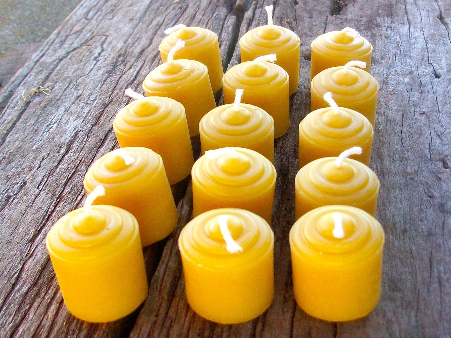 Beeswax Candles -Set of 15 Natural Beeswax Votives- 1.5" tall