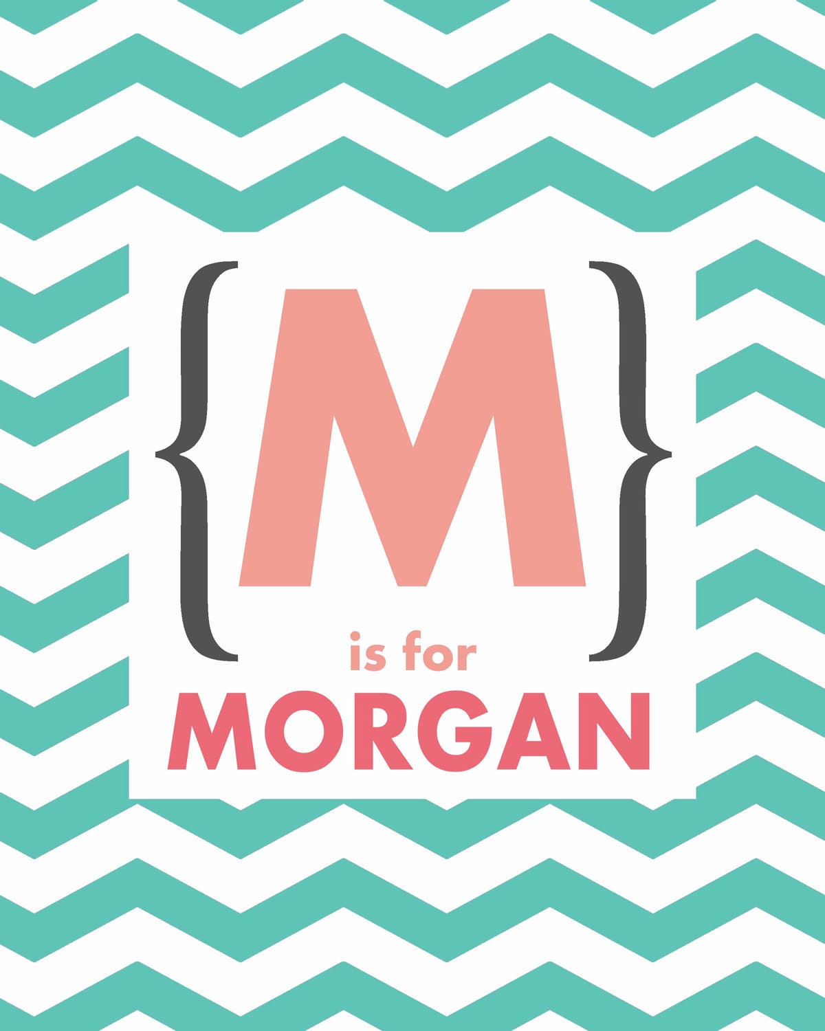 Printable - Personalized Digital Wall Art - Nursery Print - Birth Announcement - Chevron Print