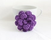 Flower Pin, Crochet Brooch, Purple Flower Brooch, Hand-Made Shawl Closure, Bridesmaid Gift - HappyFortune