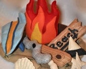 Kids Felt  Beach Campfire with Driftwood and Felt Seashells (Made when ordered)