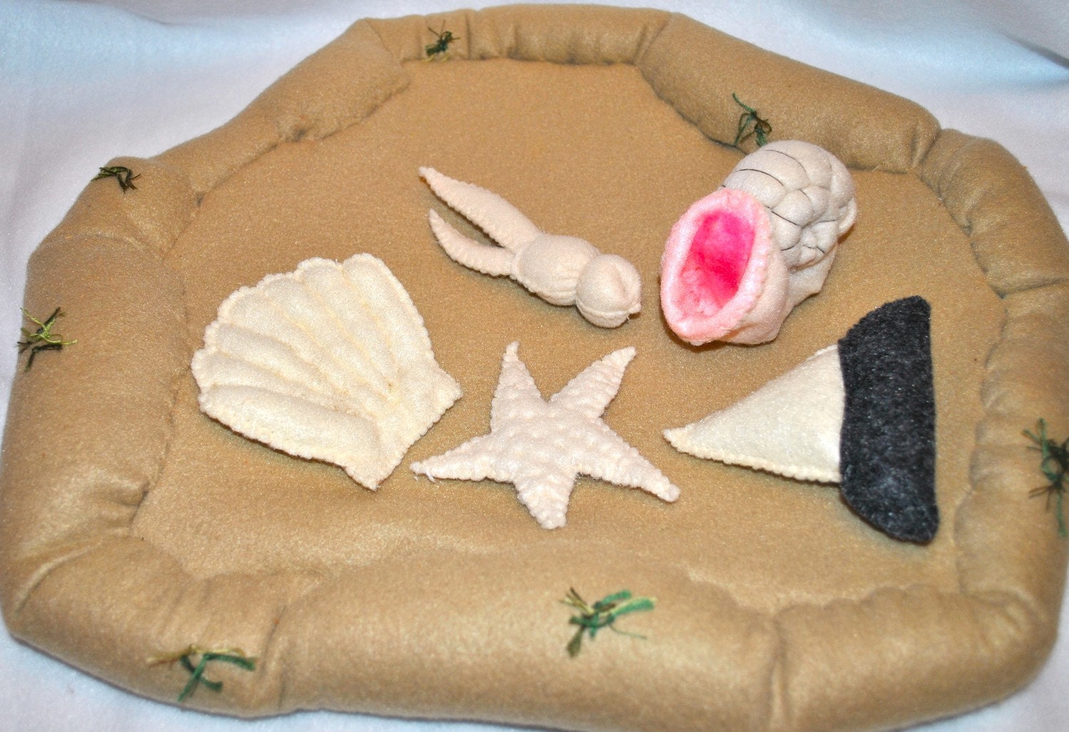 Kids Felt  Beach Campfire with Driftwood and Felt Seashells (Made when ordered)