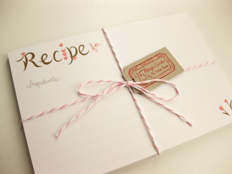 Peachy Pink Tulips Recipe Card Set