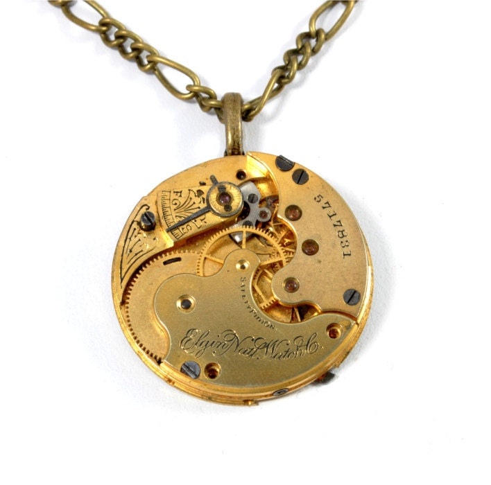 Steampunk Necklace Steam Punk Necklace 1894 Antique Elgin Steampunk Pocket Watch Necklace Gold Steam Punk Jewelry By Victorian Curiosities