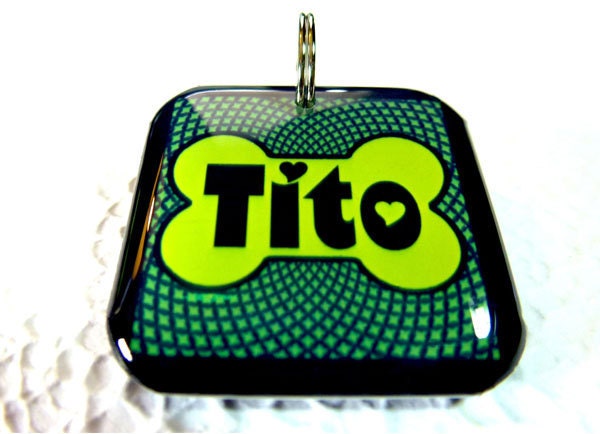 Pet ID Tag Pet Tag Dog Tag Cat Pet Tag Green Morocco by ID4Pet