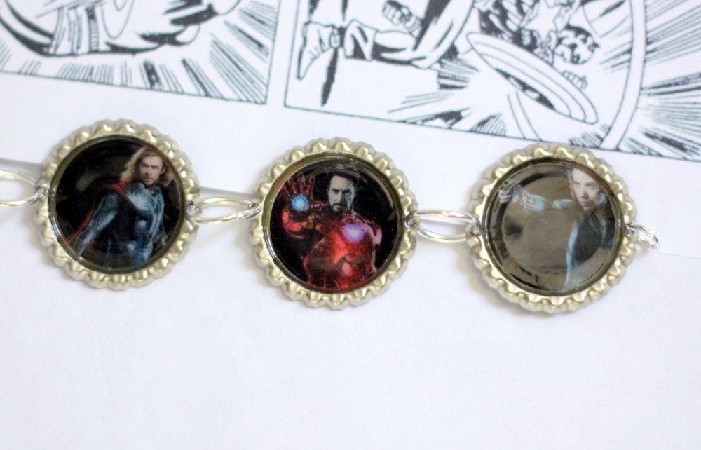 Marvel's The Avengers Recycled Bottle Cap Bracelet