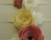 Wrist Corsage or Brooch Pin with Handmade Flowers
