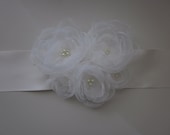 Handmade Bridal Sash with Five White Organza Flowers