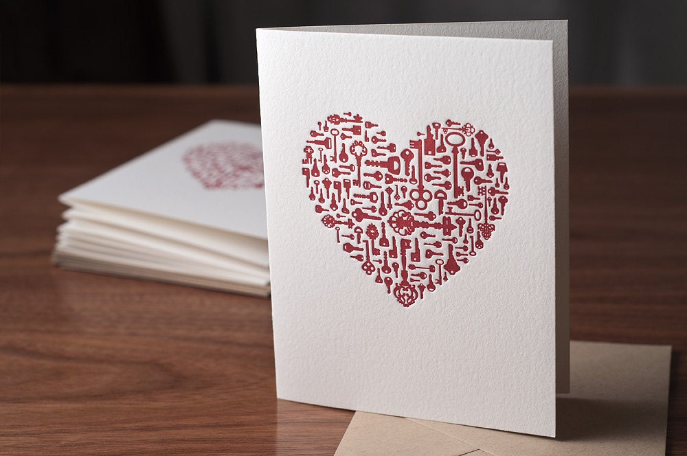 Keys to my Heart Letterpress card