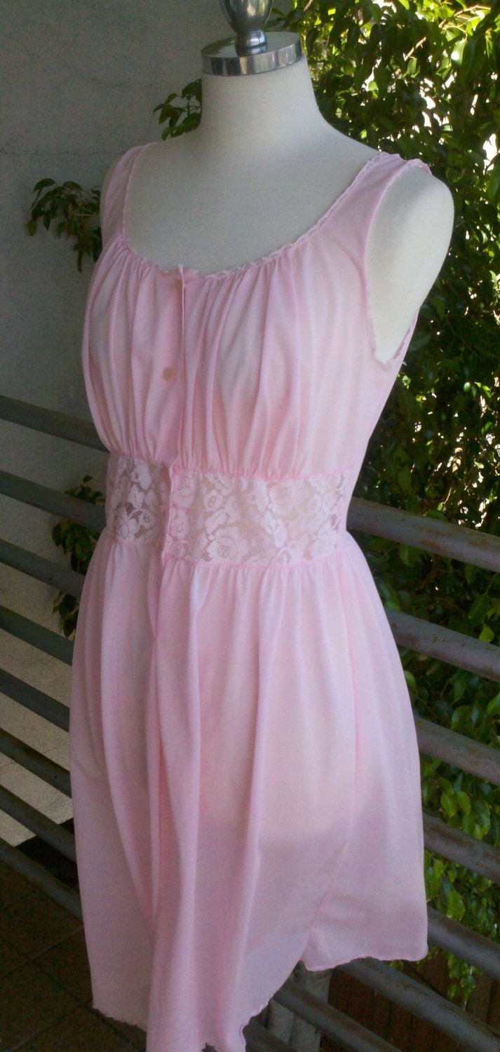 Vintage 60s Ballerina Slip Dress Lace Waist