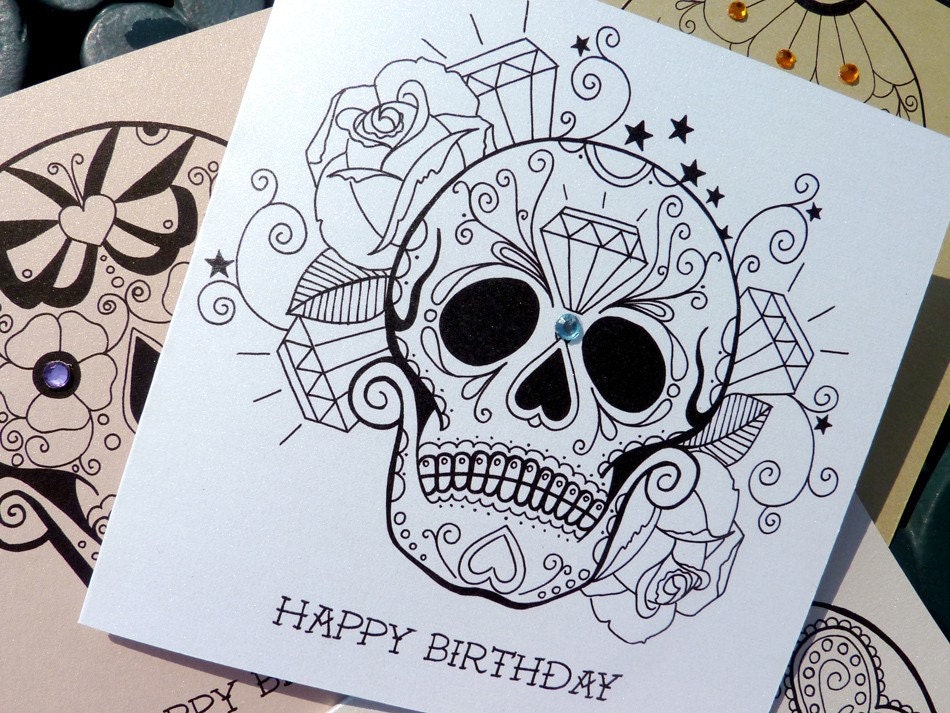 skull birthday cards