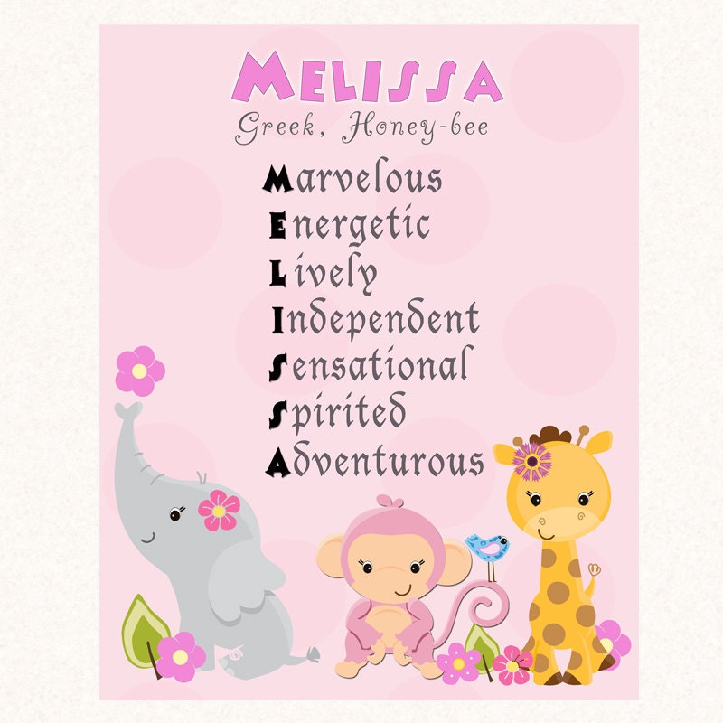 Personalized ANY NAME Jungle Hot Pink Nursery Room Decor - Wall Sign Art Print Baby Girl Kid Poster 8x10 Blue Boy Safari Zoo Gift Present