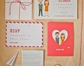 Wedding Design Set - Custom illustration - paper airplane