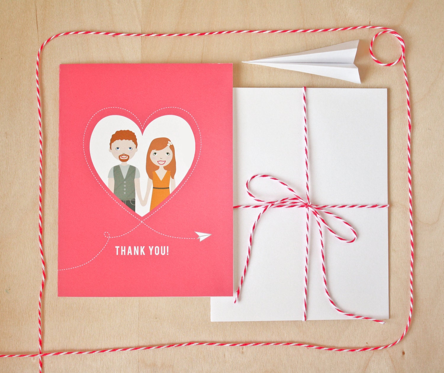 Custom Illustrated Wedding Invitation - Paper Airplane Printable Design