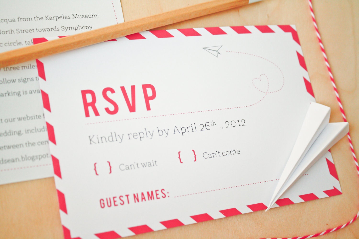 Custom Illustrated Wedding Invitation - Paper Airplane Printable Design