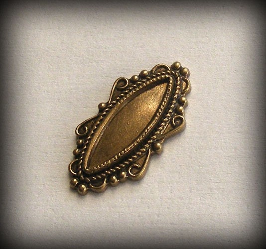 2 pc Heirloom Quality Ornate Brass Ox Navette Shaped Setting S715-VJS