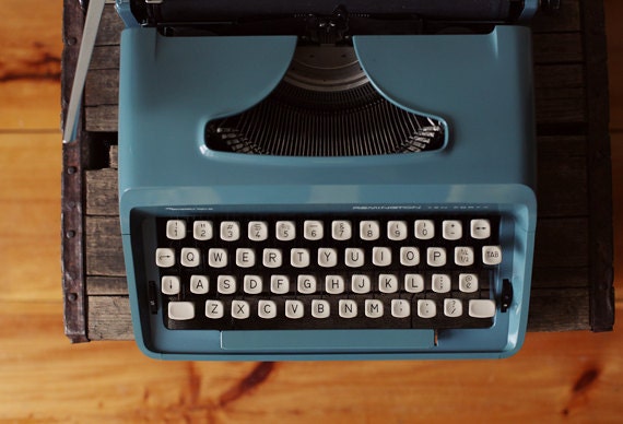 Cursive Remington Sperry Rand Blue Vintage Typewriter - Rare Script Font