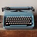Cursive Remington Sperry Rand Blue Vintage Typewriter - Rare Script Font