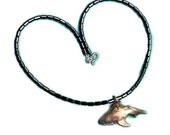 Shark totem hematite necklace. gray shark pendant necklace
