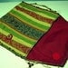 Beaded clutch purse. multi colored jacquard fabric purse.