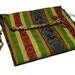 Beaded clutch purse. multi colored jacquard fabric purse.