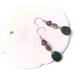 Purple and green earrings. polymer clay earrings. sterling silver crystal beaded earrings