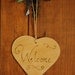Custom / personalized Wooden Welcome Sign, personalised rustic hanging heart sign, plaque, engraved with pyrography