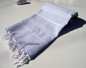 High Quality,Hand-Woven,Turkish Cotton,Bath,Beach,Spa,Yoga,Pool,Travel,Towel or Sarong-Pale,Pastel, Blue and White Stripes