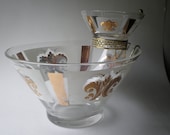 Mid-Century Libbey Fleur-de-les Chip and Dip Set