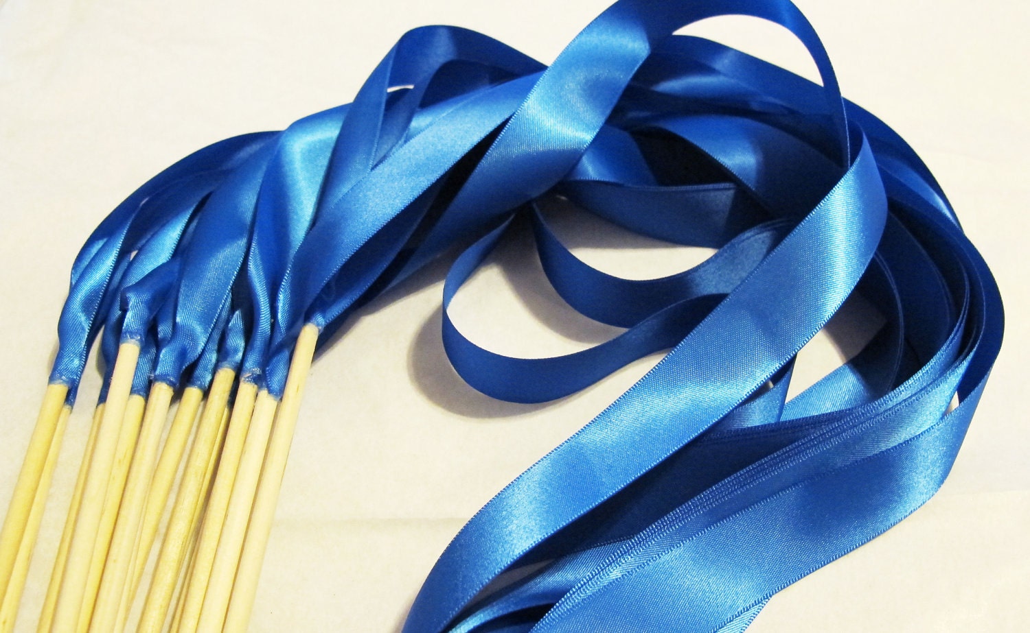 50 Magical Wedding Ribbon Wands IN YOUR COLORS (shown in royal blue) Add color to your wedding ceremony exit