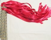 Enchanted Wedding Ribbon Wands 50 Pack IN YOUR COLORS (shown in hot pink and silver) Colorful wedding exit and favors