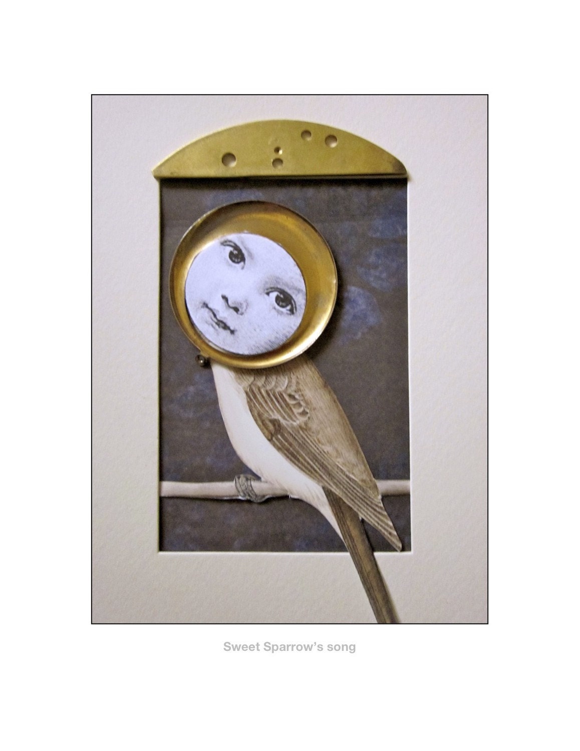 Steampunk Bird digital print --Sweet Sparrow's Song