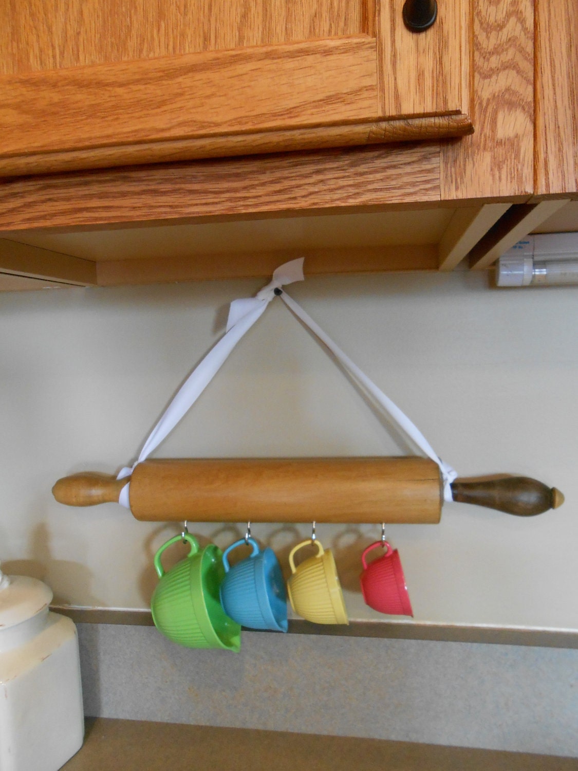Vintage Rolling Pin with Batter Bowl Measuring Cups