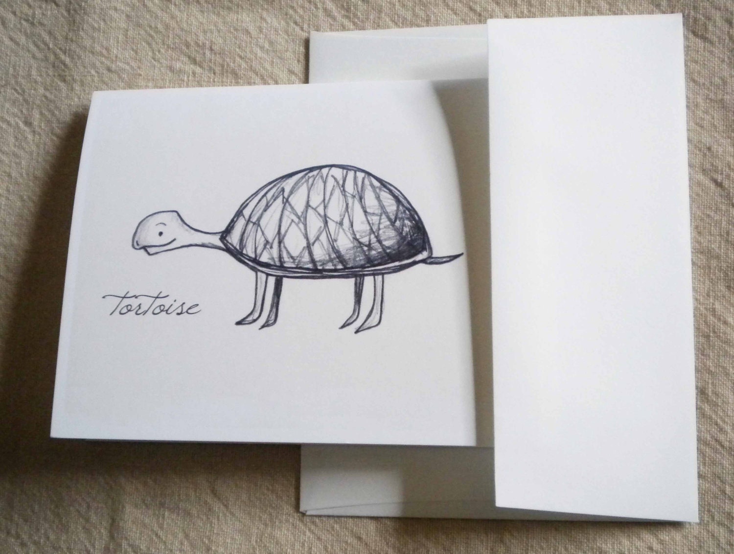 Blank A2 Note Card - Tortoise Sketch