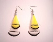 Feather Earrings White Angel Wings with a Burst of Sunshine Hypoallergenic