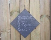 Family Name Sign Engraved in Slate with your Name and Wedding Date - 12" tile