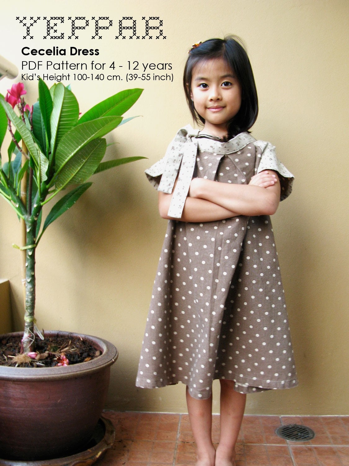PDF Pattern - Cecelia Dress for 4 - 10 years old and tutorial.