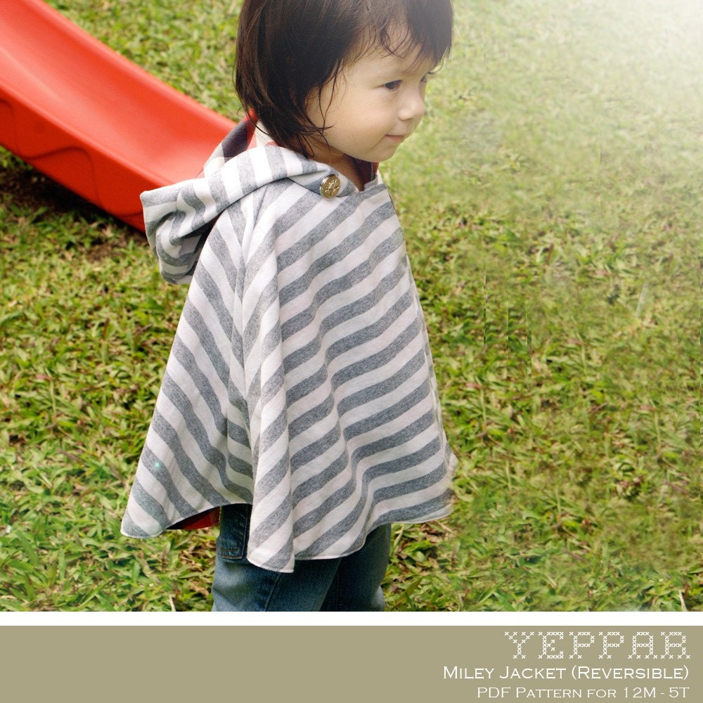 No Serger -  PDF Pattern - Miley Jacket (Reversible) for 12M - 5T and tutorial.