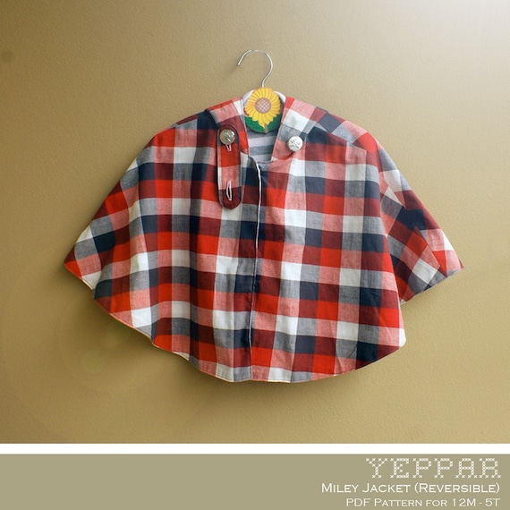 No Serger - PDF Pattern - Miley Jacket (Reversible) for 12M - 5T and tutorial.