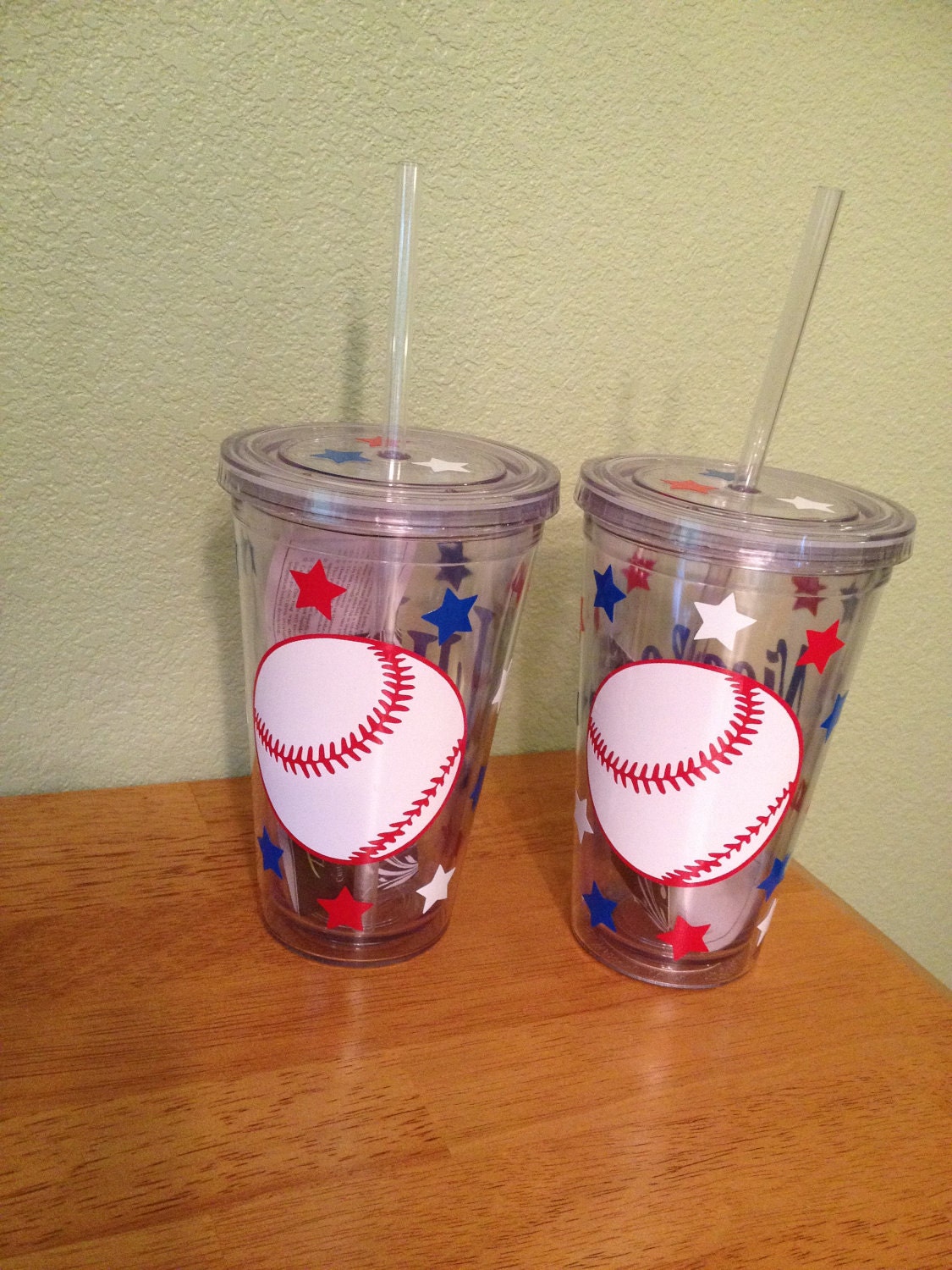 Now in 20 oz - Personalized acrylic tumbler w/ lid and straw, name, team colors - baseball, any SPORT, soccer, volleyball, football
