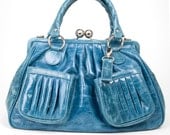 Bespoke Denim Blue Italian Leather Handbag