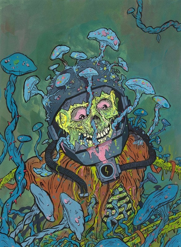 Major Tom Was A Fungi - Giclee print by Trevor Henderson