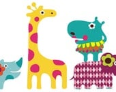 Wild Zoo African Circus Animals Reusable Fabric Wall Decals by Pop & Lolli