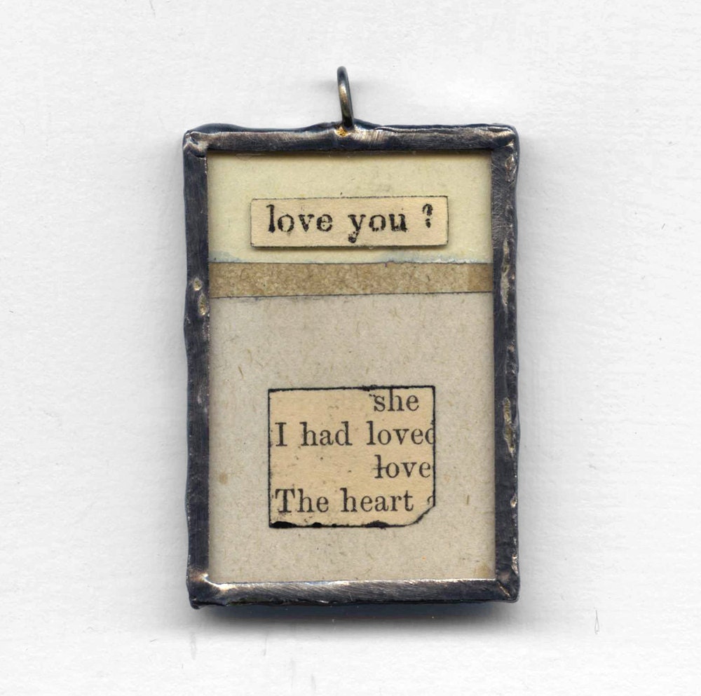 romantic collage pendant - Love You - inthecrystalpalace